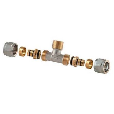 Raccordo tee maschio a stringere per multistrato 2pz assemblato  1/2-16 x 1/2 x 1/2-16TDMB