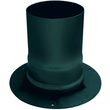 Raccordo Unico in Acciaio con Rosone Ø 180 mm – Ø 80 mm – L 145 mm – Verniciato Nero Alta Temperatura