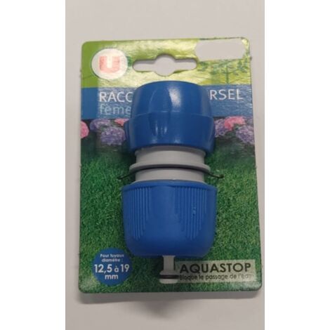 RACCORDO UNIVERSALE FEMMINA CON SISTEMAACQUASTOP 12,5-19MM - COLORE BLU/GRIGIO