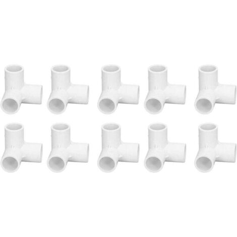 Raccords d'angle à 3 voies, 10 pièces raccords de tuyau à 3 voies en plastique PVC connecteur d'angle en T à angle droit, connecteurs de tuyau en PVC coudé en PVC 20 mm de diamètre intérieur(B