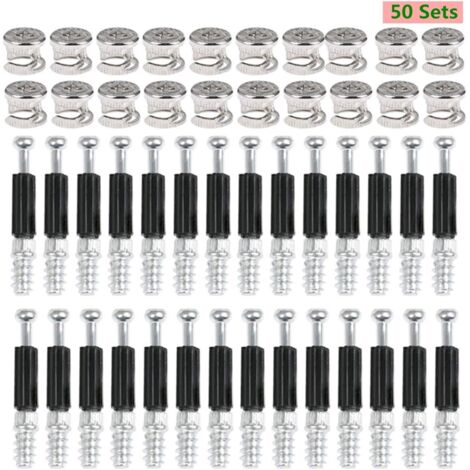Raccords de Came 50 Paire de Connexion de Panneaux d'armoires de Meubles Ø15mm Connecteur Invisible de Meuble de Cuisine, Placard, Armoire en Bois 40mm