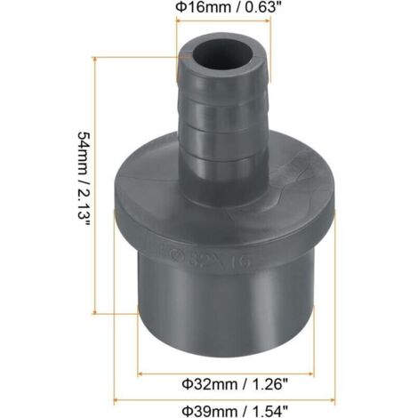 Raccords de réduction 32x16mm, 1 pack connecteur adaptateur direct, gris