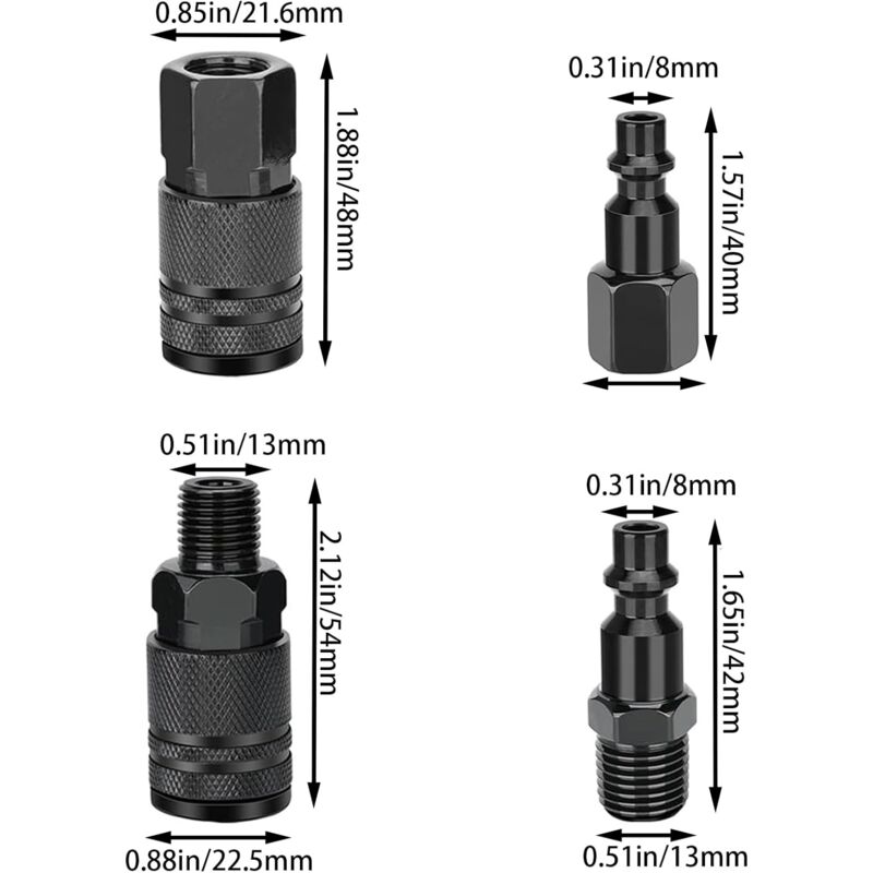 Raccords de tuyau d'air, kit de coupleur et de prise d'air I/M 12 pièces, ensemble de connecteurs rapides industriels 1/4' NPT, raccords d'air