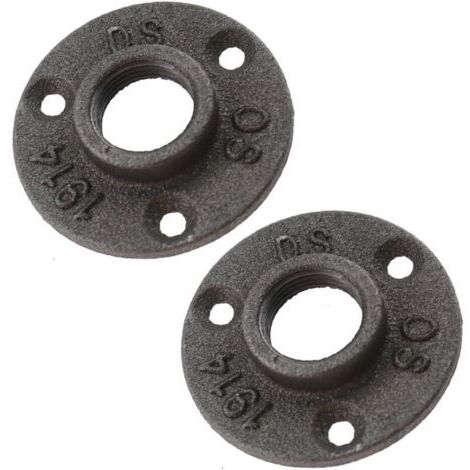 Raccords de tuyauterie en fonte malléable, 2 pièces, bride de sol murale, rouille industrielle, 3/4 po