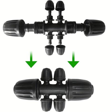 Raccords d’Irrigation pour Jardin – Tuyau Ø Intérieur 0,8 cm avec Connecteur en T à Barbillon Verrouillable, 6 Canaux