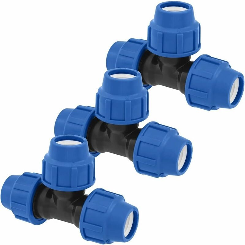Ersandy - Raccords en t pour conduite d'eau, 25 mm x 25 mm x 25 mm, raccords de tuyauterie à compression PN16, connecteurs compatibles avec les