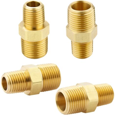 Raccords hexagonaux mâles 3/8 NPT x 1/4 NPT en laiton massif, raccords adaptateurs pour tuyaux en laiton massif, connecteurs à embouts égaux, 4 pièces