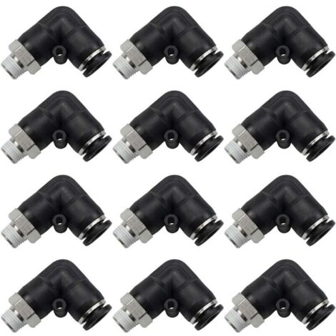 Raccords pneumatiques coudés à 90 degrés, filetage mâle BSP M5, diamètre extérieur 4 mm, 12 pièces, adaptateur de tube pneumatique à dégagement rapide PL4-M5