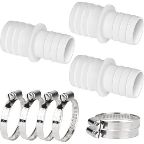 Raccords pour tuyaux de piscine 32–38 mm – Lot de 3 avec 6 colliers de serrage inclus, accessoire de connexion universel