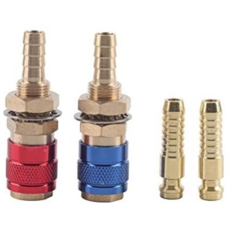 Raccords rapides, 2 pièces, raccord rapide 8 mm pour gaz et eau, raccord rapide oxygène, adaptateur refroidi à l'eau pour torche de soudage MIG/TIG