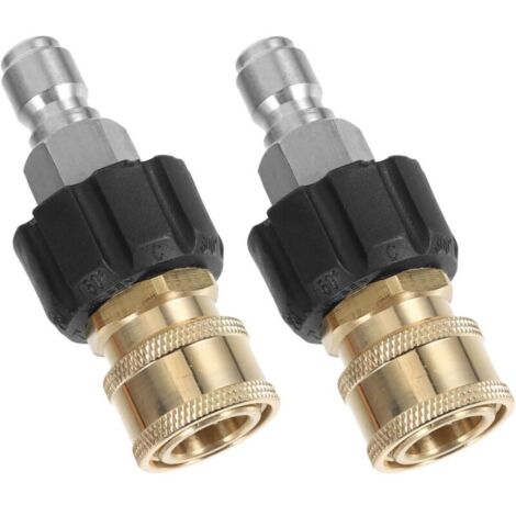 Raccords Rapides en Laiton 3/8 Pouces M22 pour Nettoyeur Haute Pression – Kit 2 Pièces Connecteurs Mâle et Femelle en Acier Inoxydable – Étanchéité Optimale pour Nettoyage
