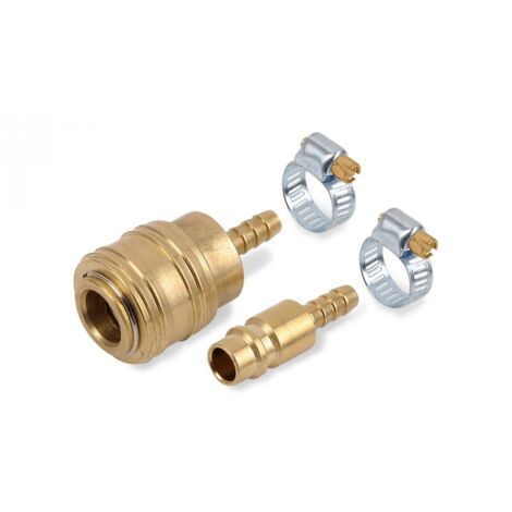 Raccords Rapides En Laiton Euro Mâle Et Femelle Pour Tuyau D'air Comprimé Avec Collier, 2 Unités