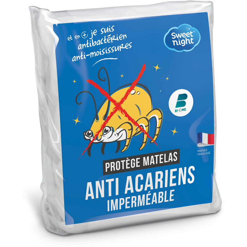 sweetnight - protège matelas 160x200 cm alèse imperméable et anti acariens molleton 100% coton silencieux et respirant - blanc