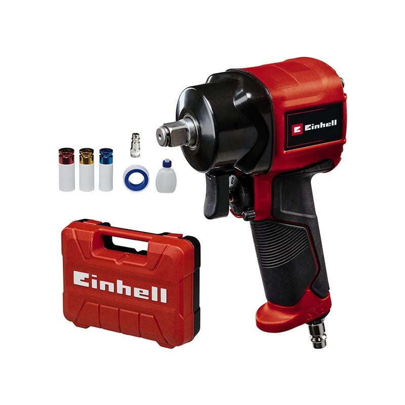 Einhell Clé à chocs pneumatique TC-PW 610 Compact (couple max. de 610 Nm, carré dentraînement 1/2") Livré dans son coffret avec 3 douilles