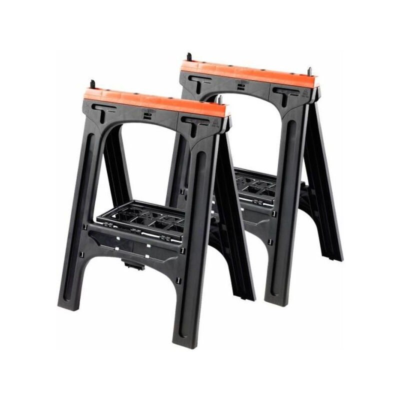 Lot de 2 tréteaux pliants - TOOD - Charge maximale 200 kg - Dimensions 60x10x80 cm