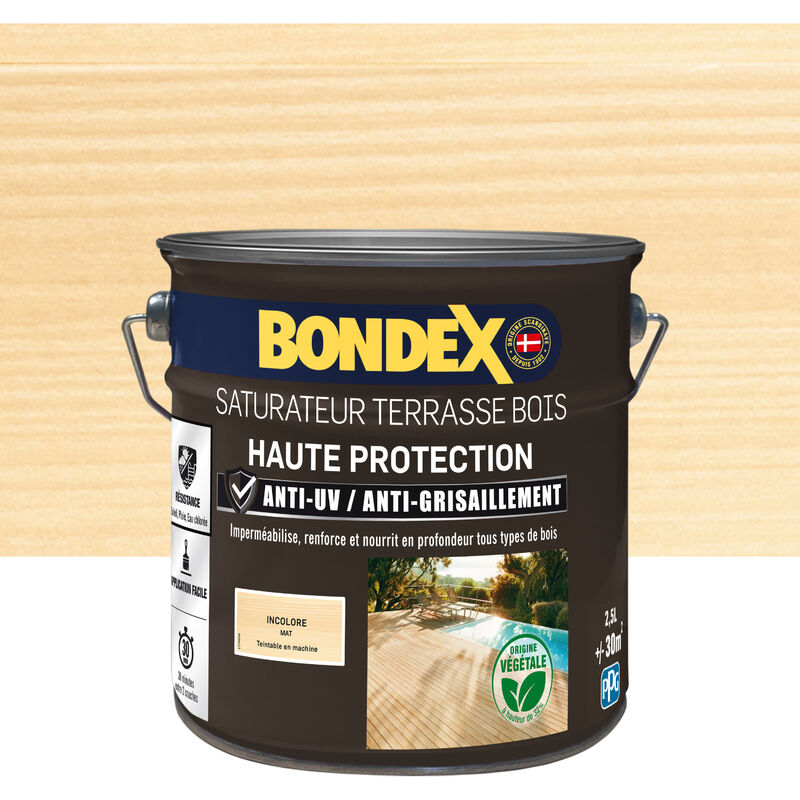 Bondex - Saturateur Terrasse Bois Haute Protection - Mat - 2,5L - Incolore Incolore