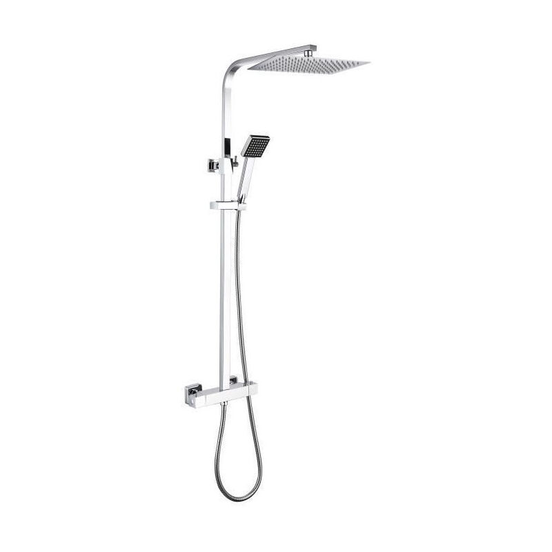Colonne de douche - Mitigeur thermostatique - Pomme haute rectangle 30x20 cm - Chrome - Oceanic