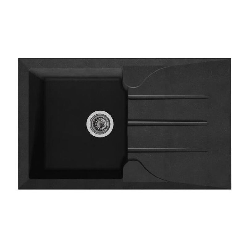 EVIER CUISINE A ENCASTRER 1 BAC + 1 ÉGOUTTOIR ALOA - RÉSINE - 81 X 50 CM - NOIR - Stradour