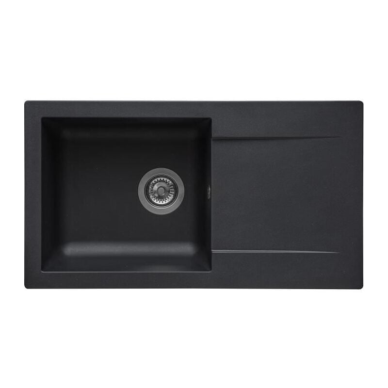 Stradour Evier A Encastrer Einna, En Smc Noir Paillete - 06, 1 Bac, Dim. 78 43,5 Cm, Vidage Manuel