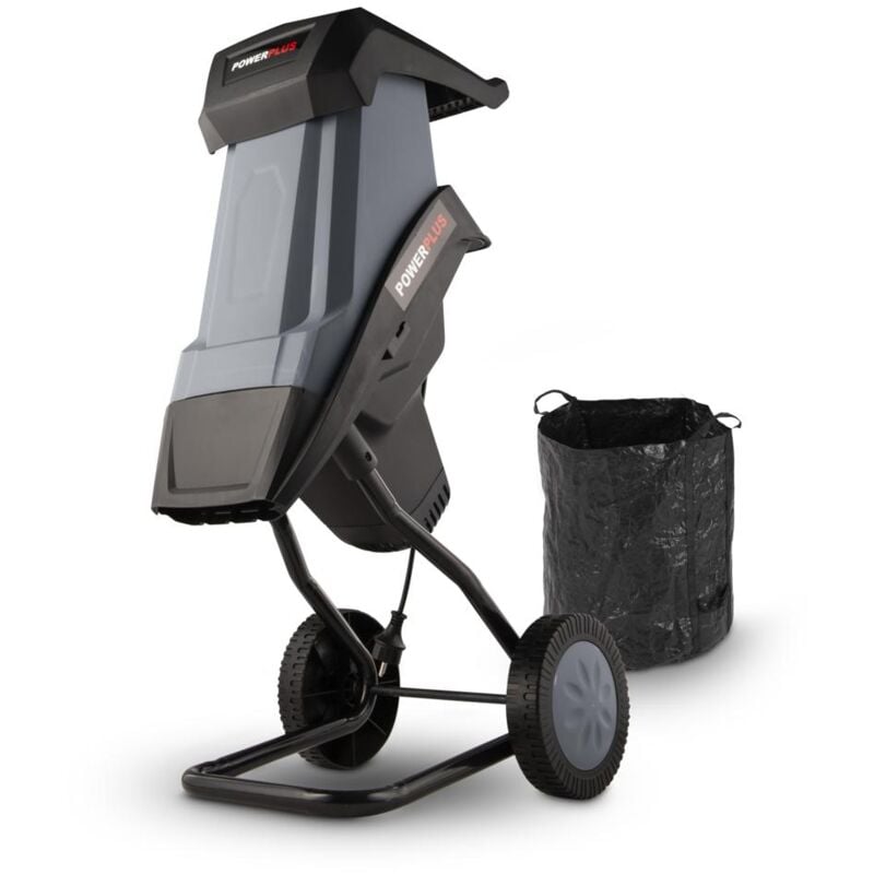 Powerplus - Broyeur de Végétaux Électrique POWEG5011 - Broyeur Vegetaux et Branches de 2400 w, Max. Ø40 mm, Poussoir, Roues et Sac de Ramassage de 50