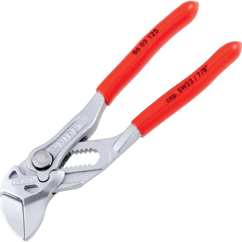 Mini Pliers Wrench, Plastic Coated, Chrome Plated, 125mm - Knipex