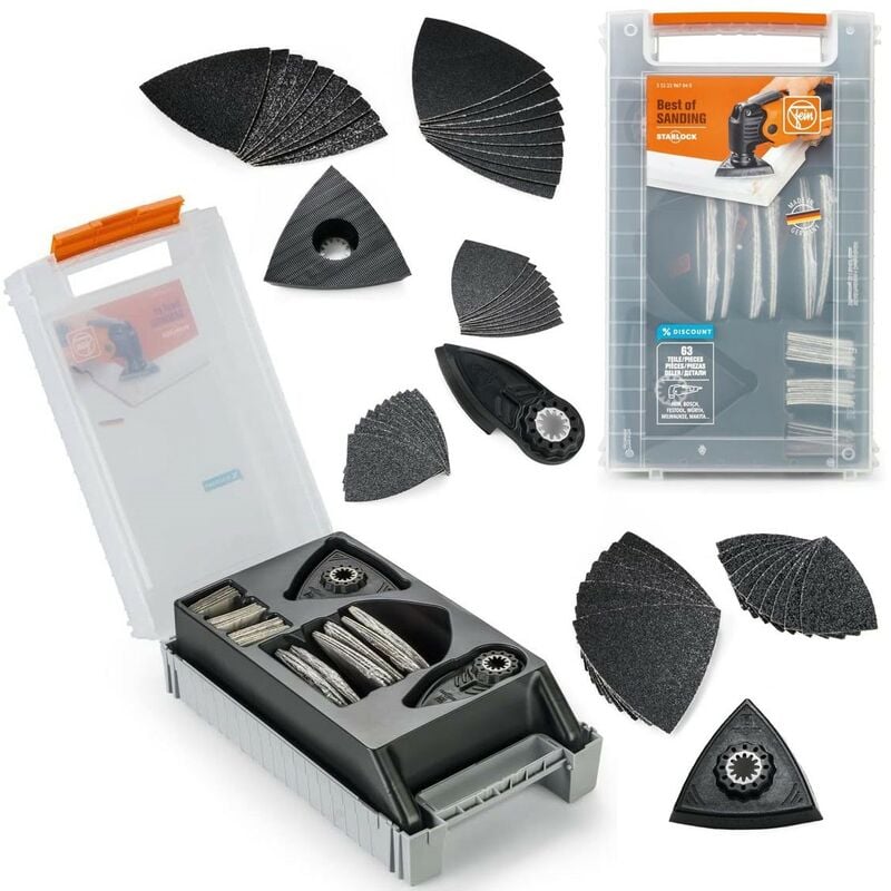 Fein - Best of Sanding 63PC Multi Tool Set 35222967040 Starlock E-Cut + Case