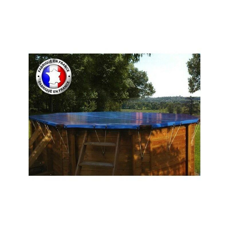 Bâche hiver piscine compatible Ubbink - Hexagonale 410 cm - Bleu