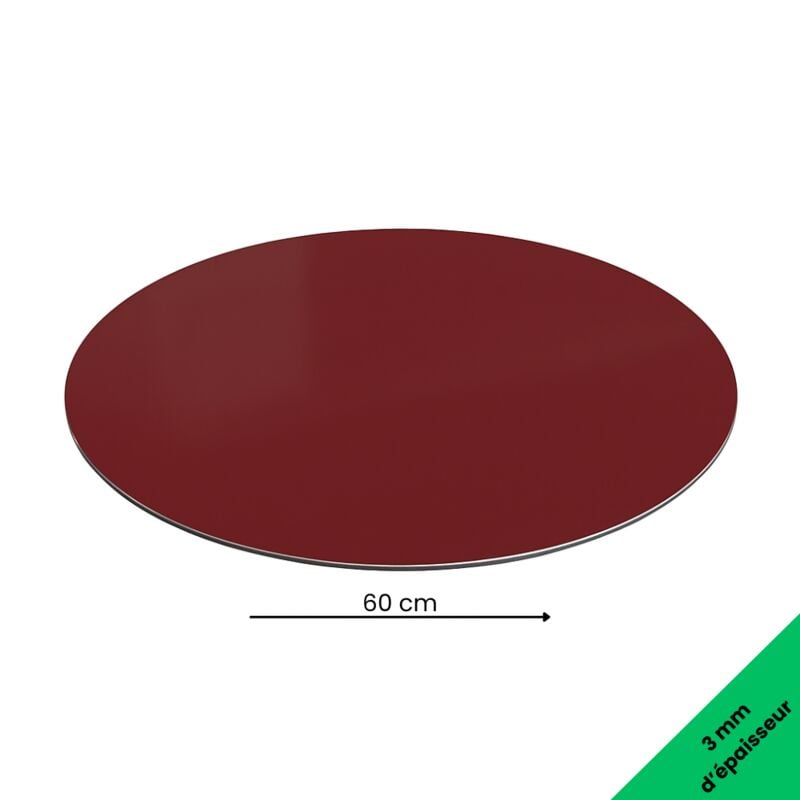 Panneau Composite Aluminium Couleur 3 mm Rond. Plaque alu ronde - Bordeaux - Diamètre 600 mm