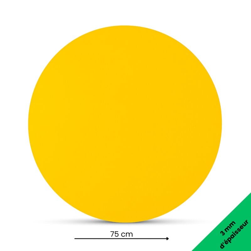 Panneau Composite Aluminium Couleur 3 mm Rond. Plaque alu ronde - Jaune - Diamètre 750 mm