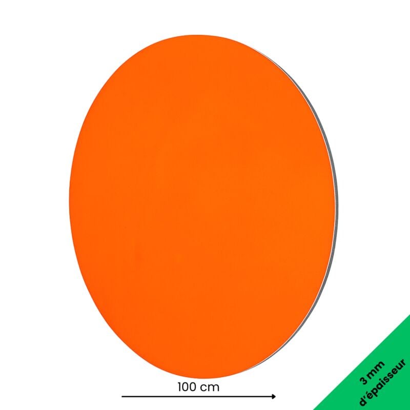 Panneau Composite Aluminium Couleur 3 mm Rond. Plaque alu ronde - Orange - Diamètre 1000 mm
