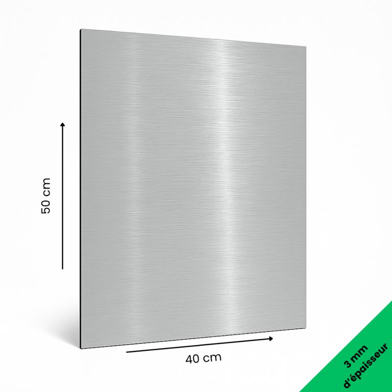 Panneau Composite Aluminium Brossé 3 mm. Plaque alu avec au Centre un Polyéthylène (pvc) - 50 x 40 cm (500 x 400 mm)