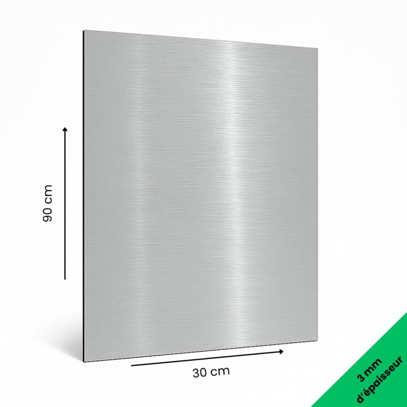 Panneau Composite Aluminium Brossé 3 mm. Plaque alu avec au Centre un Polyéthylène (pvc) - 30 x 90 cm (300 x 900 mm)