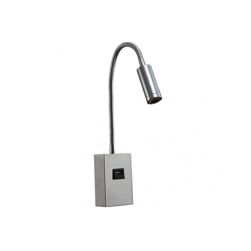 Applique murale 3w 4000k capote chrome avec usb et interrupteur 285lm 43x6x4 cm articulab. et orientab.