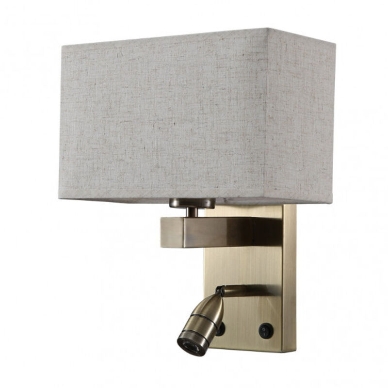 Applique 3w 4000k +1xe27 gabriel cuir/abat-jour beige 285lm 31x26x15,5cm double allumage