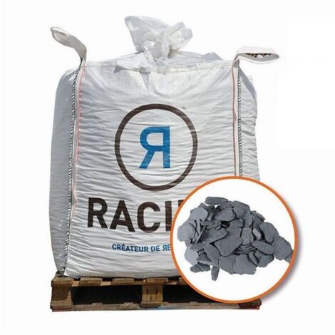 Racine – Paillage naturel en ardoise grise 10/40 – Big bag 800 litres pour 20 m² – Réduit la croissance des mauvaises herbes
