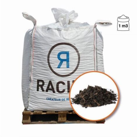 Racine – Terreau professionnel Big bag 1 m3 – 40% compost vert, 20% fibre de bois, 40% tourbe blonde – pH 7,7 pour plantations extérieures