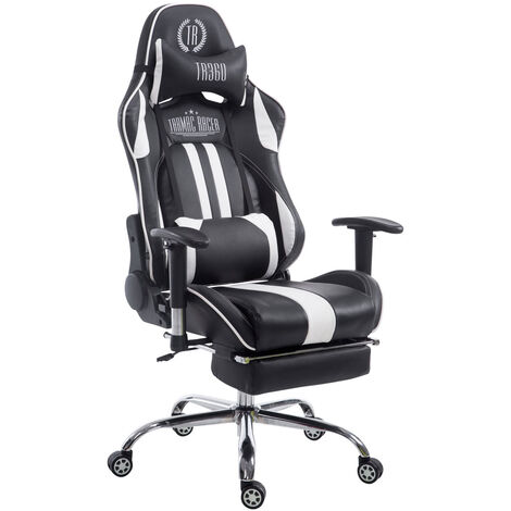 Racing Limit Office Chaise dans la bibliothèque noire / noire, avec repose-pieds