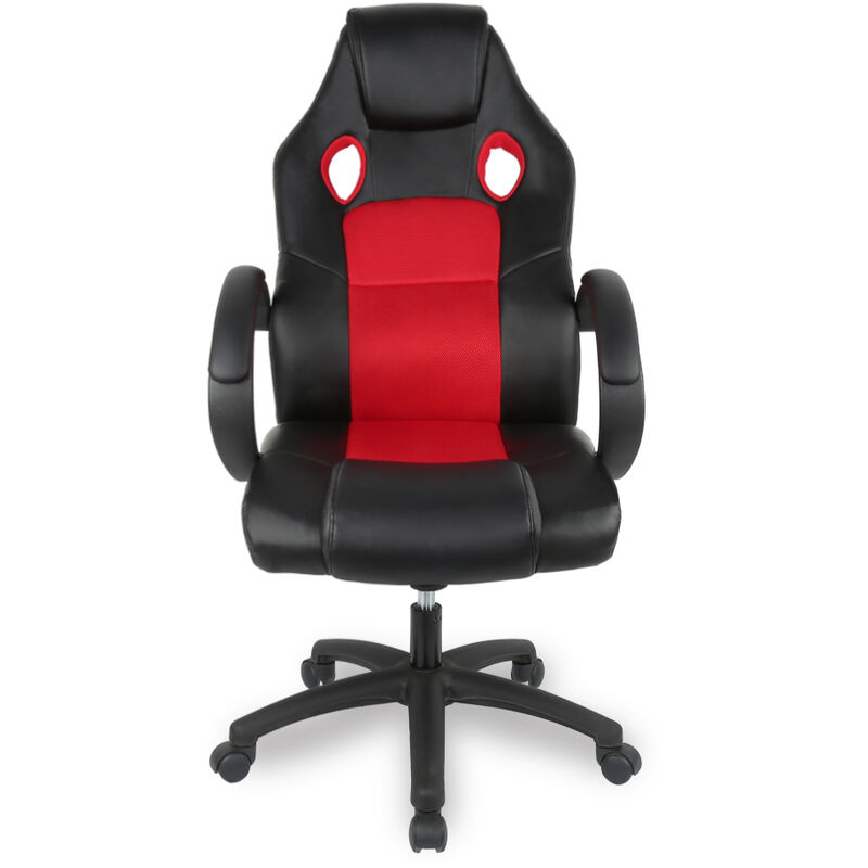 

Racing Silla de Escritorio de Oficina Ergonómica Regulable con Ruedas| Rojo y Negro