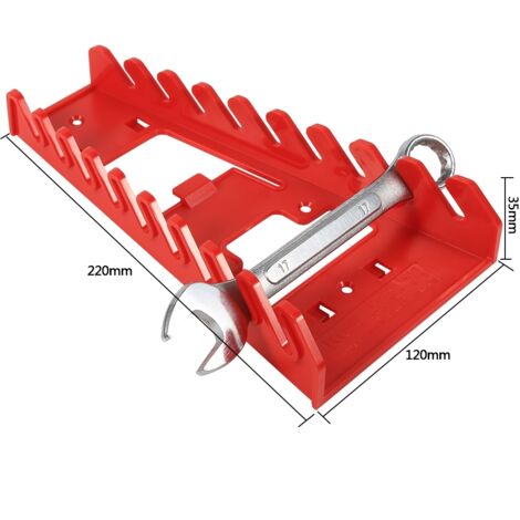 Rack à cliquets avec 9 slots Rouge en plastique haute densité Organisateur pour atelier monté sur mur, pegboard ou chariot portable