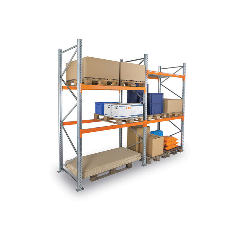 Rayonnage Direct - Rack à palettes 2 niveaux - Élément suivant - 3000x3300x1100mm - Utilisable uniquement avec un module de départ - RAYOPAL/2N/3033/S