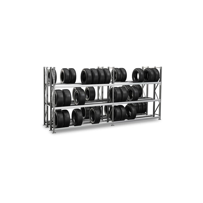 Matisère - Grand rack à pneus 3 niveaux double profondeur - Module de départ : 2000x1500x1100mm - RAYOPND/3N/2015/D