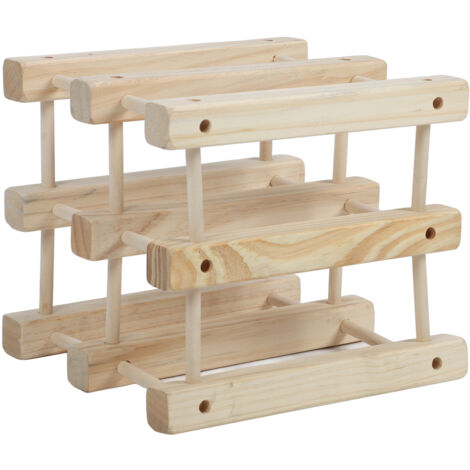 Rack à Vin Modulable en Bois Empilable, Support pour 6 Bouteilles, Étagère Libre pour Cuisine ou Comptoir de Bar