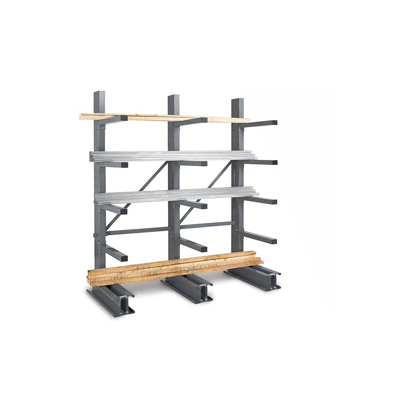 Matisère - Rack cantilever 4 niveaux 1 coté - Élément suivant : 2500x1250x700mm - Utilisable uniquement avec un module de départ - RAYC/4N/1C/1260/S