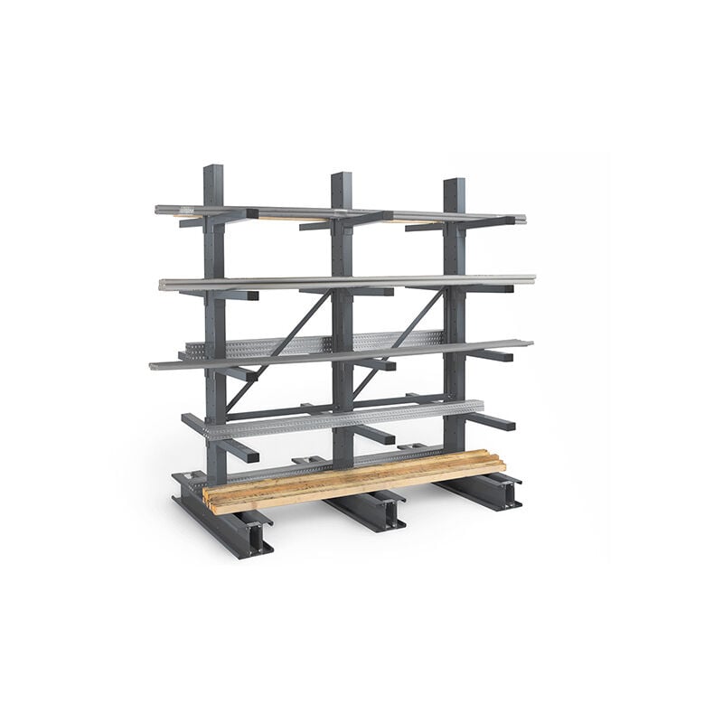 Matisère - Rack cantilever 4 niveaux 2 coté - Élément suivant : 2000x1500x1200mm - Utilisable uniquement avec un module de départ - RAYC/4N/2C/1212/S