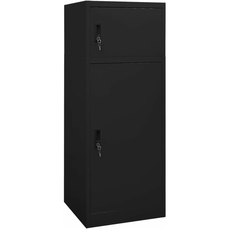 Armoire 53 x 53 x 140 cm en acier avec des clés et de la porte et du tiroir diverses couleurs Couleur : Noir