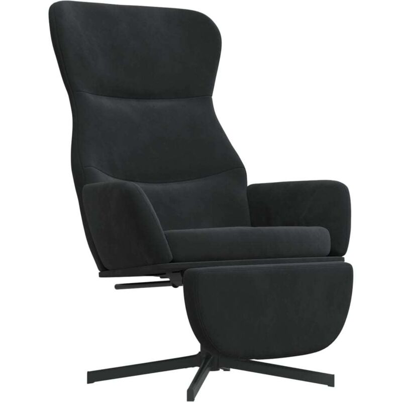 Chaise de relaxation avec repose-pied Noir Velours vidaXL