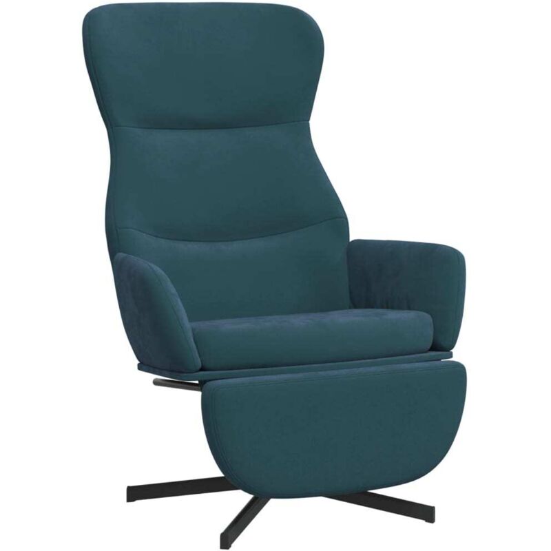 Chaise de relaxation avec repose-pied Bleu Velours vidaXL
