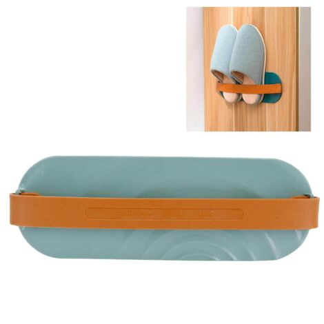 Rack chaussures mural éco - Organiseur de douches et rangement sans perforation ABS vert durable - Porte-sandales suspendu et drainant