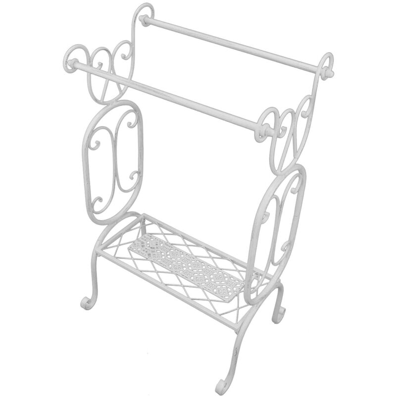 Milani Home - Rack de bain en acier blanc antique