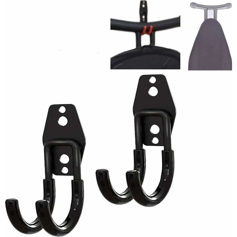 

Rack de montaje en pared para tabla de planchar, para lavanderías, lavanderías, armarios, sin tabla de planchar, 2 piezas, gancho de pared doble,